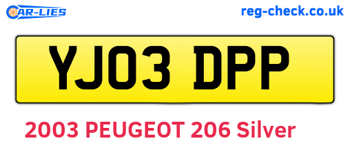 YJ03DPP are the vehicle registration plates.