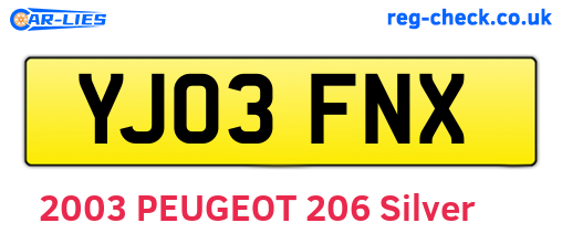 YJ03FNX are the vehicle registration plates.