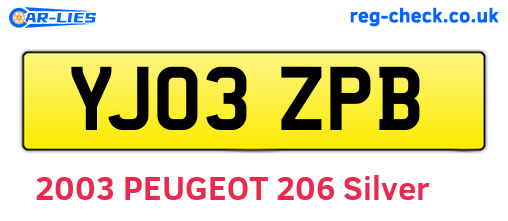 YJ03ZPB are the vehicle registration plates.