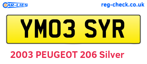 YM03SYR are the vehicle registration plates.