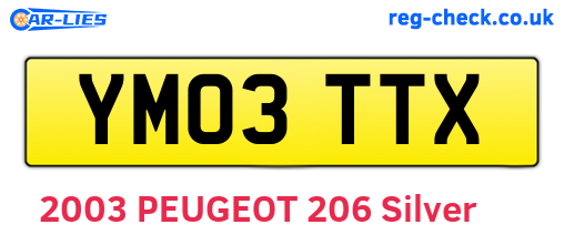 YM03TTX are the vehicle registration plates.