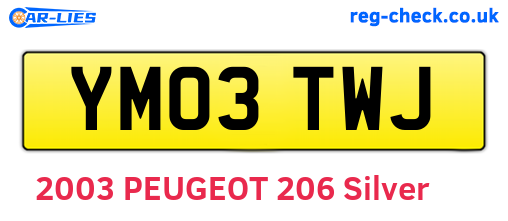 YM03TWJ are the vehicle registration plates.