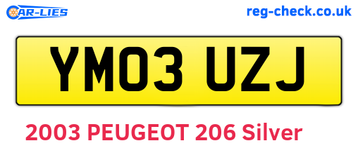 YM03UZJ are the vehicle registration plates.