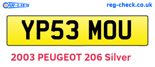 YP53MOU are the vehicle registration plates.