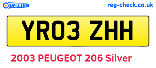 YR03ZHH are the vehicle registration plates.