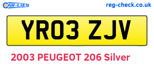 YR03ZJV are the vehicle registration plates.