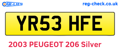 YR53HFE are the vehicle registration plates.
