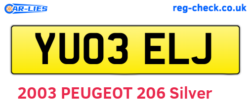 YU03ELJ are the vehicle registration plates.