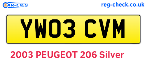 YW03CVM are the vehicle registration plates.