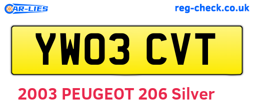 YW03CVT are the vehicle registration plates.