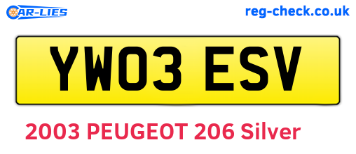 YW03ESV are the vehicle registration plates.
