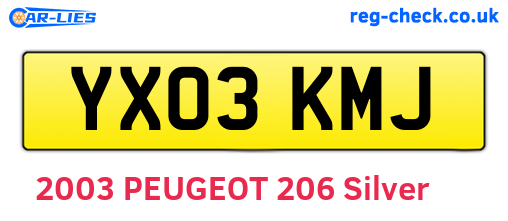 YX03KMJ are the vehicle registration plates.