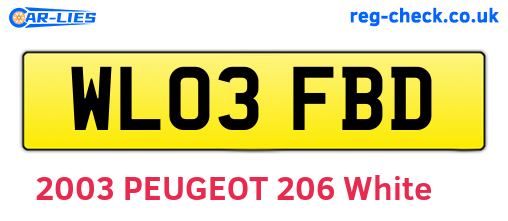 WL03FBD are the vehicle registration plates.