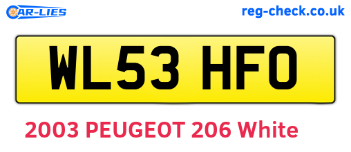 WL53HFO are the vehicle registration plates.