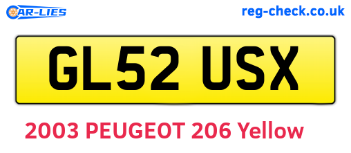 GL52USX are the vehicle registration plates.