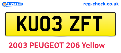 KU03ZFT are the vehicle registration plates.