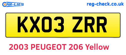 KX03ZRR are the vehicle registration plates.