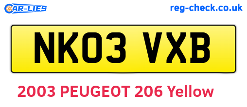 NK03VXB are the vehicle registration plates.