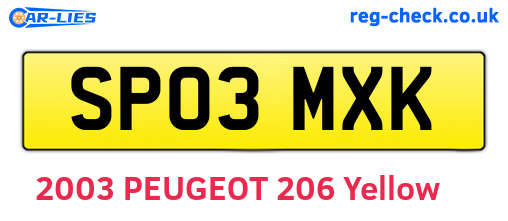 SP03MXK are the vehicle registration plates.