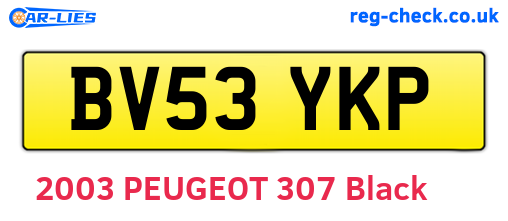 BV53YKP are the vehicle registration plates.