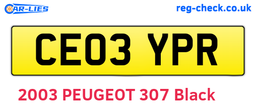 CE03YPR are the vehicle registration plates.