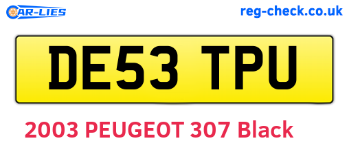 DE53TPU are the vehicle registration plates.
