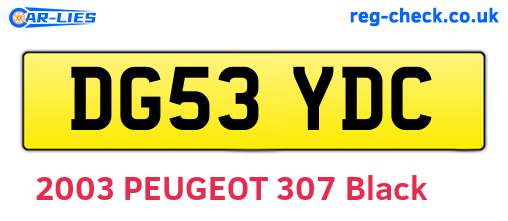 DG53YDC are the vehicle registration plates.