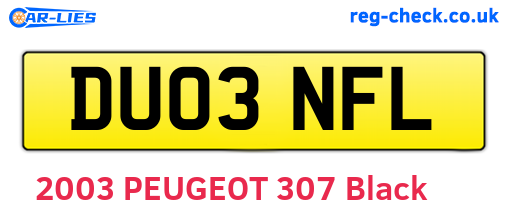 DU03NFL are the vehicle registration plates.