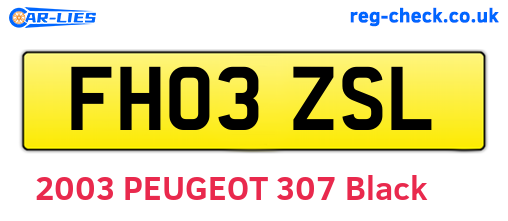 FH03ZSL are the vehicle registration plates.