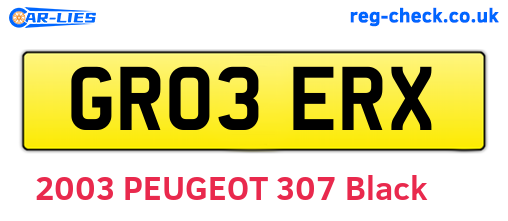 GR03ERX are the vehicle registration plates.