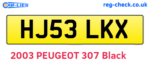 HJ53LKX are the vehicle registration plates.