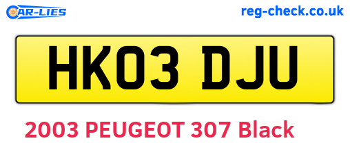 HK03DJU are the vehicle registration plates.