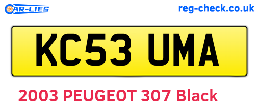 KC53UMA are the vehicle registration plates.