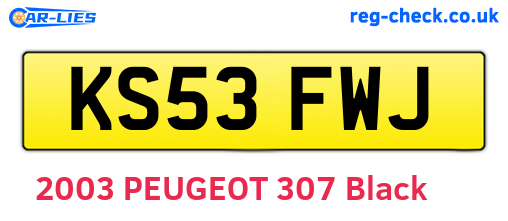 KS53FWJ are the vehicle registration plates.
