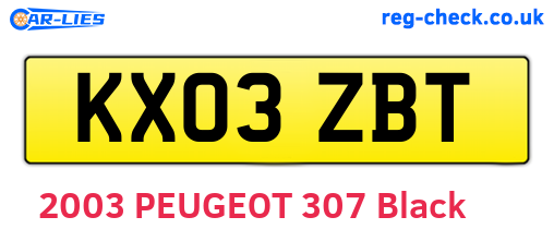KX03ZBT are the vehicle registration plates.