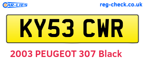 KY53CWR are the vehicle registration plates.
