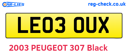 LE03OUX are the vehicle registration plates.