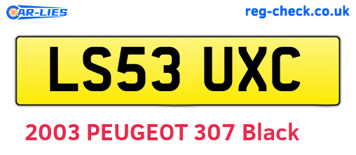 LS53UXC are the vehicle registration plates.