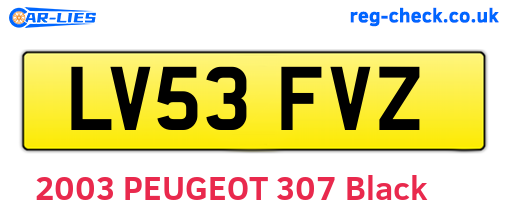 LV53FVZ are the vehicle registration plates.