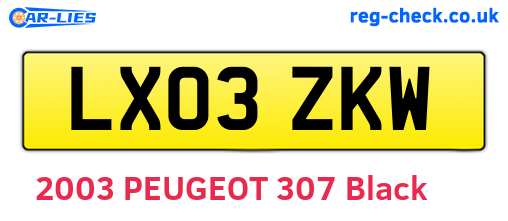 LX03ZKW are the vehicle registration plates.