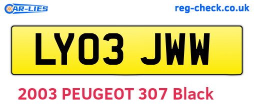 LY03JWW are the vehicle registration plates.