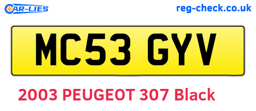 MC53GYV are the vehicle registration plates.