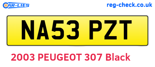 NA53PZT are the vehicle registration plates.