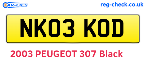 NK03KOD are the vehicle registration plates.