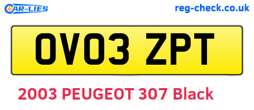 OV03ZPT are the vehicle registration plates.