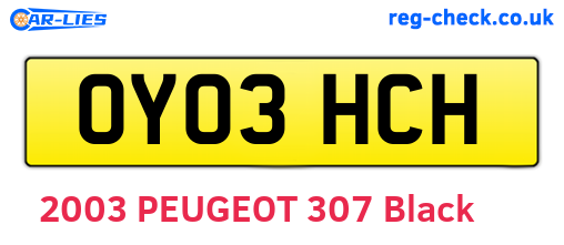 OY03HCH are the vehicle registration plates.