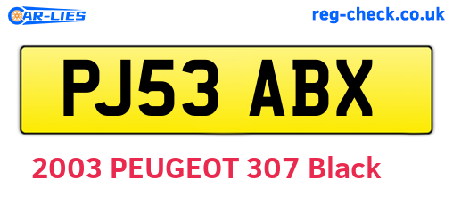 PJ53ABX are the vehicle registration plates.