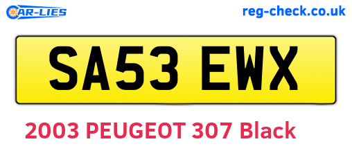 SA53EWX are the vehicle registration plates.
