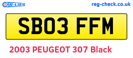 SB03FFM are the vehicle registration plates.