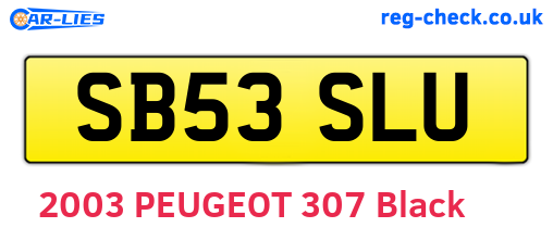 SB53SLU are the vehicle registration plates.